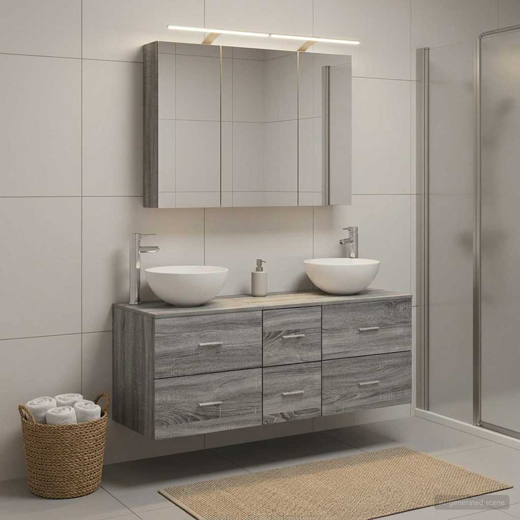 vidaXL Bathroom Furniture Set 4 pcs Grey Sonoma 1