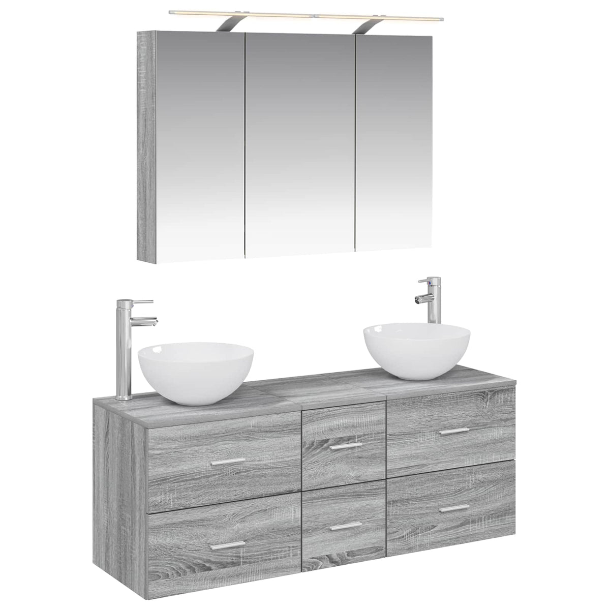 Bathroom Furniture Set 4 pcs 100 x 14.5 x 70 cm Grey sonoma