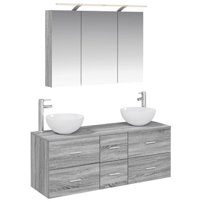 Bathroom Furniture Set 4 pcs 100 x 14.5 x 70 cm Grey sonoma