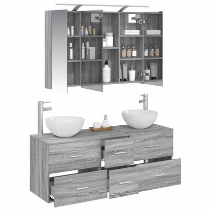 vidaXL Bathroom Furniture Set 4 pcs Grey Sonoma 3