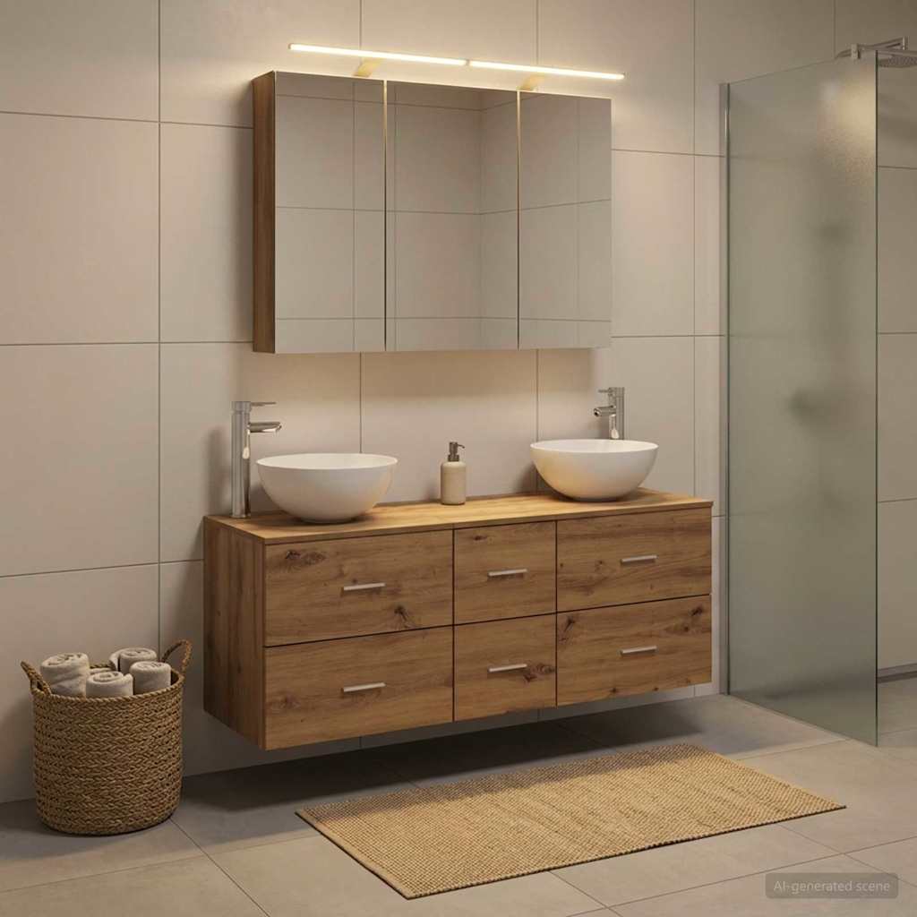 Bathroom Furniture Set 4 pcs 100 x 14.5 x 70 cm Artisan oak