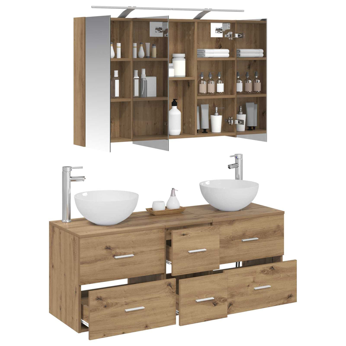 Bathroom Furniture Set 4 pcs 100 x 14.5 x 70 cm Artisan oak