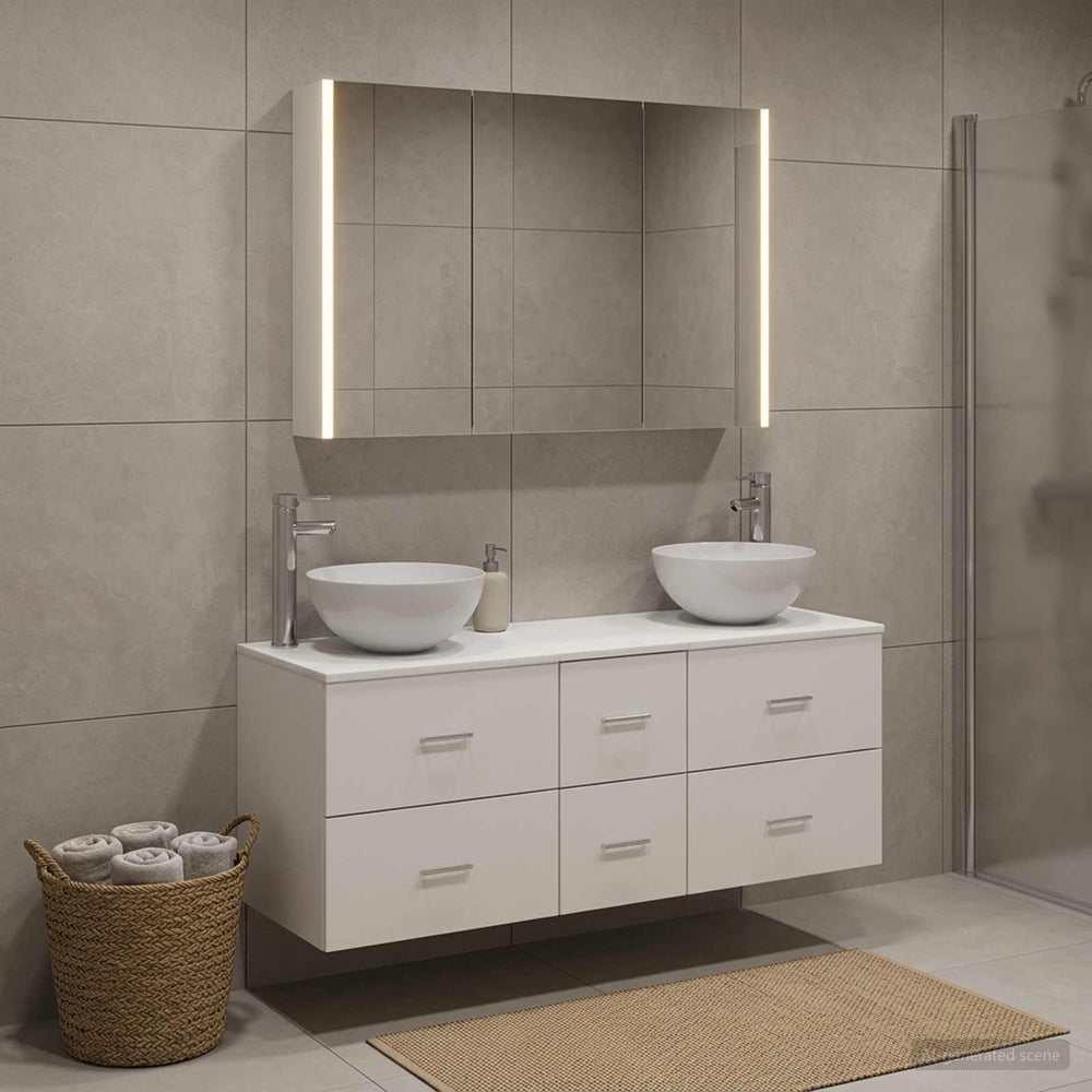 vidaXL Bathroom Furniture Set 4 pcs White Engineered Wood and Glass