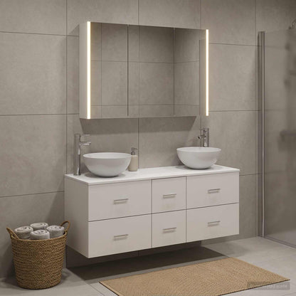 vidaXL Bathroom Furniture Set 4 pcs White Engineered Wood and Glass 1