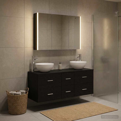 vidaXL Bathroom Furniture Set 4 pcs Black Oak 4