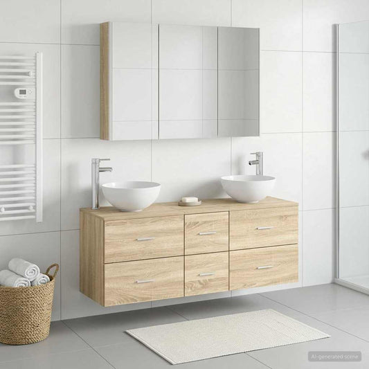 vidaXL Bathroom Furniture Set 4 pcs Sonoma Oak 1