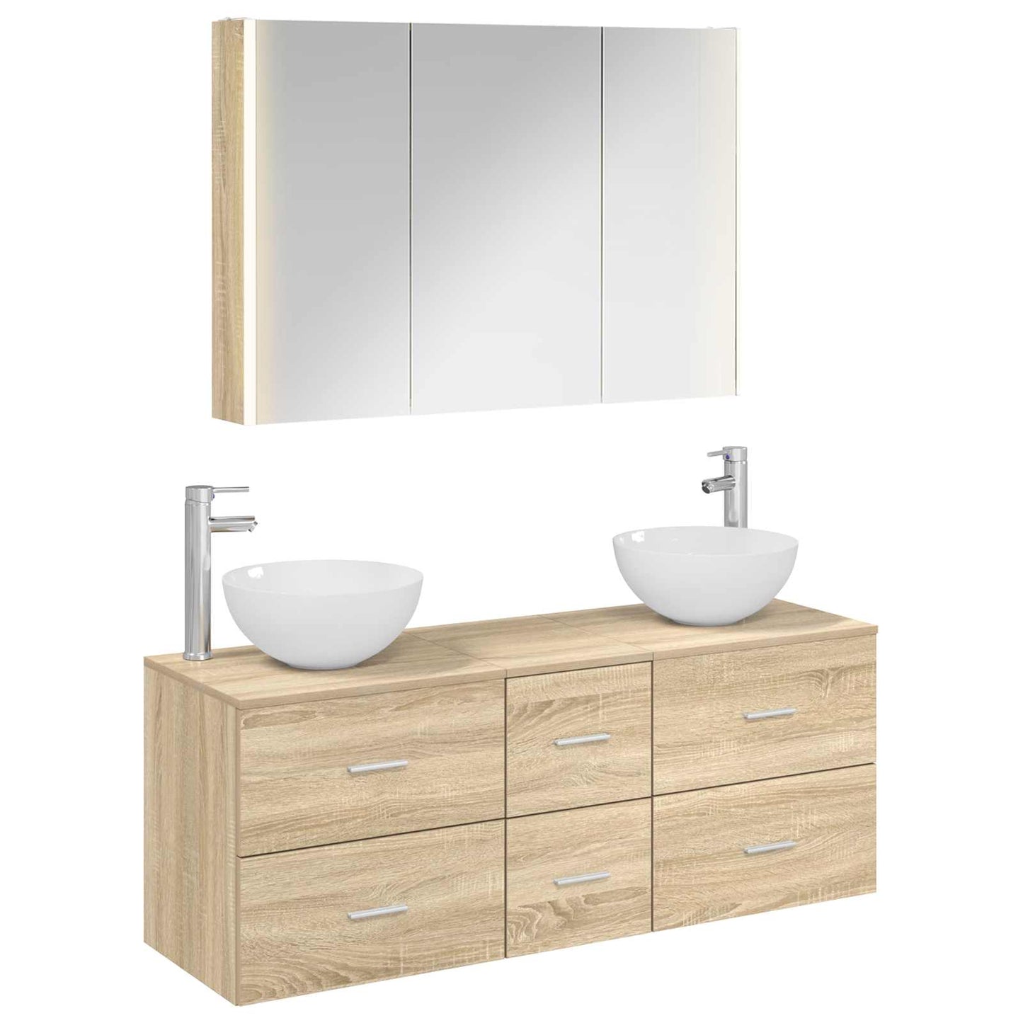 vidaXL Bathroom Furniture Set 4 pcs Sonoma Oak 2