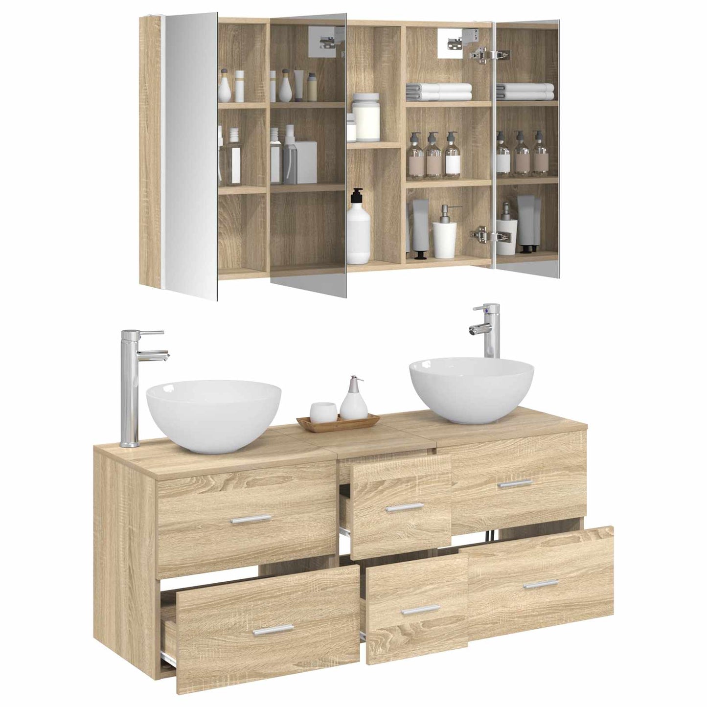 vidaXL Bathroom Furniture Set 4 pcs Sonoma Oak 3