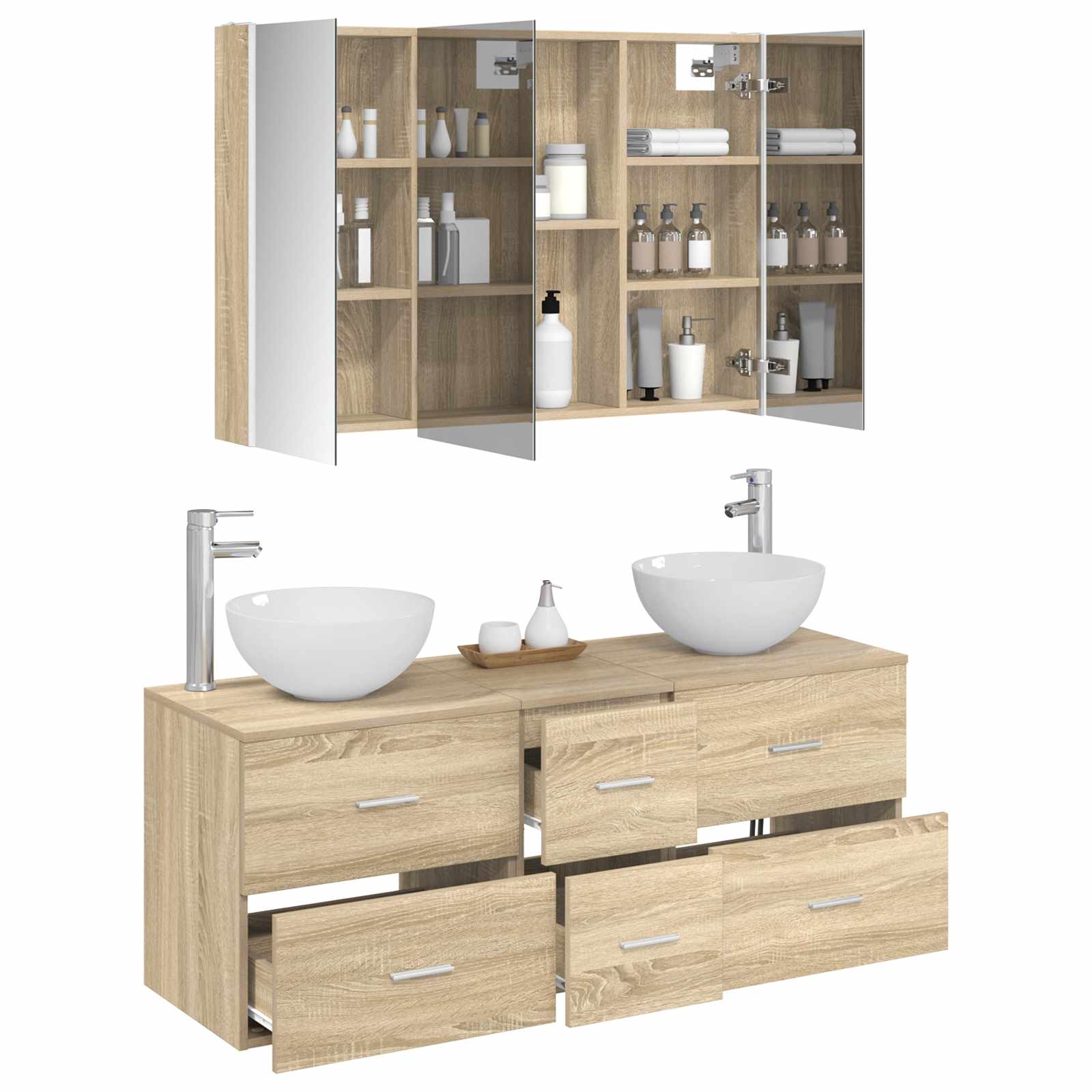 vidaXL Bathroom Furniture Set 4 pcs Sonoma Oak 3