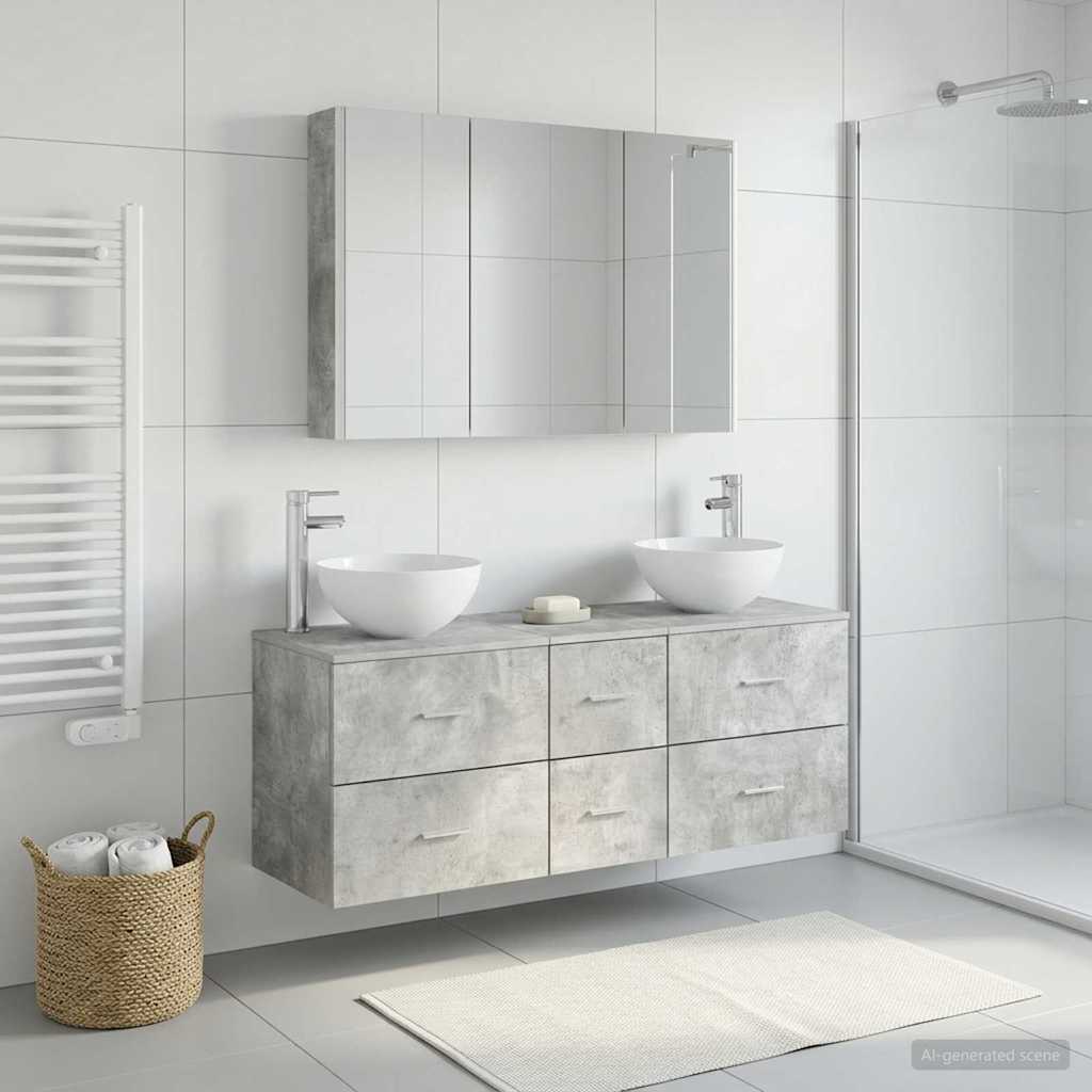 vidaXL Bathroom Furniture Set 4 pcs Concrete Grey 4