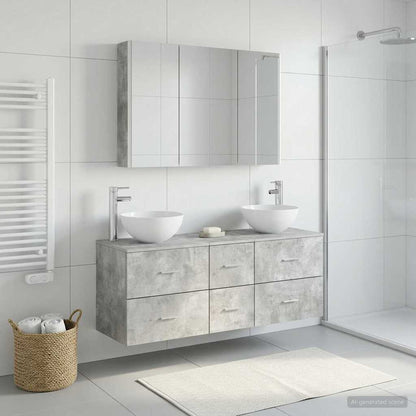 vidaXL Bathroom Furniture Set 4 pcs Concrete Grey 4