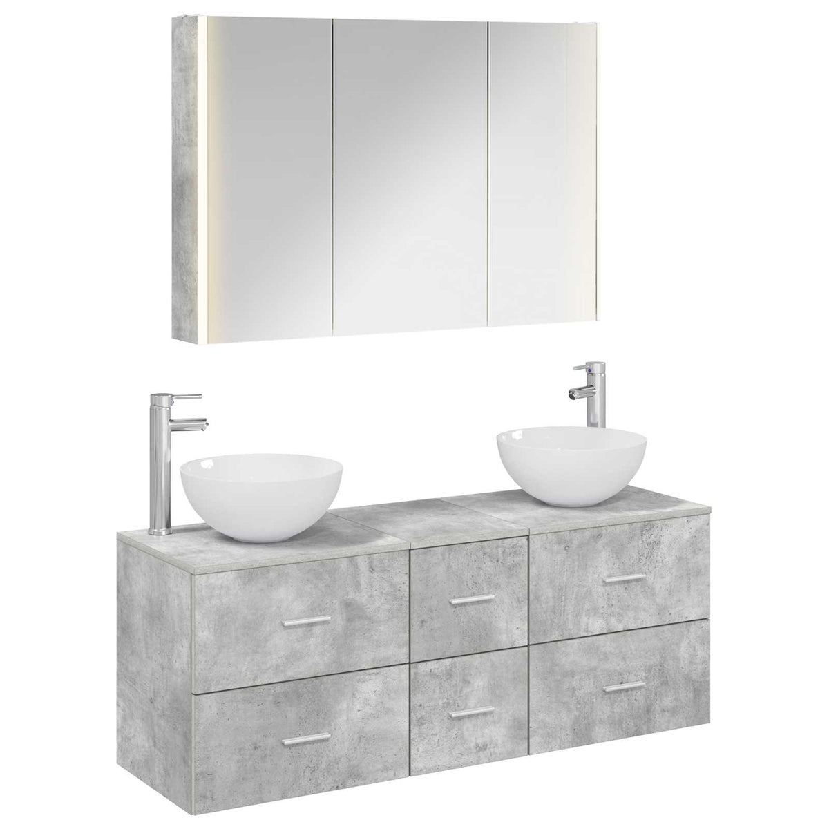 vidaXL Bathroom Furniture Set 4 pcs Concrete Grey 2