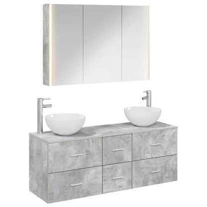 vidaXL Bathroom Furniture Set 4 pcs Concrete Grey 2