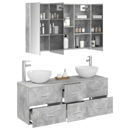 vidaXL Bathroom Furniture Set 4 pcs Concrete Grey 3