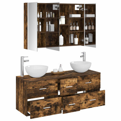 vidaXL Bathroom Furniture Set 4 pcs Smoked Oak 3