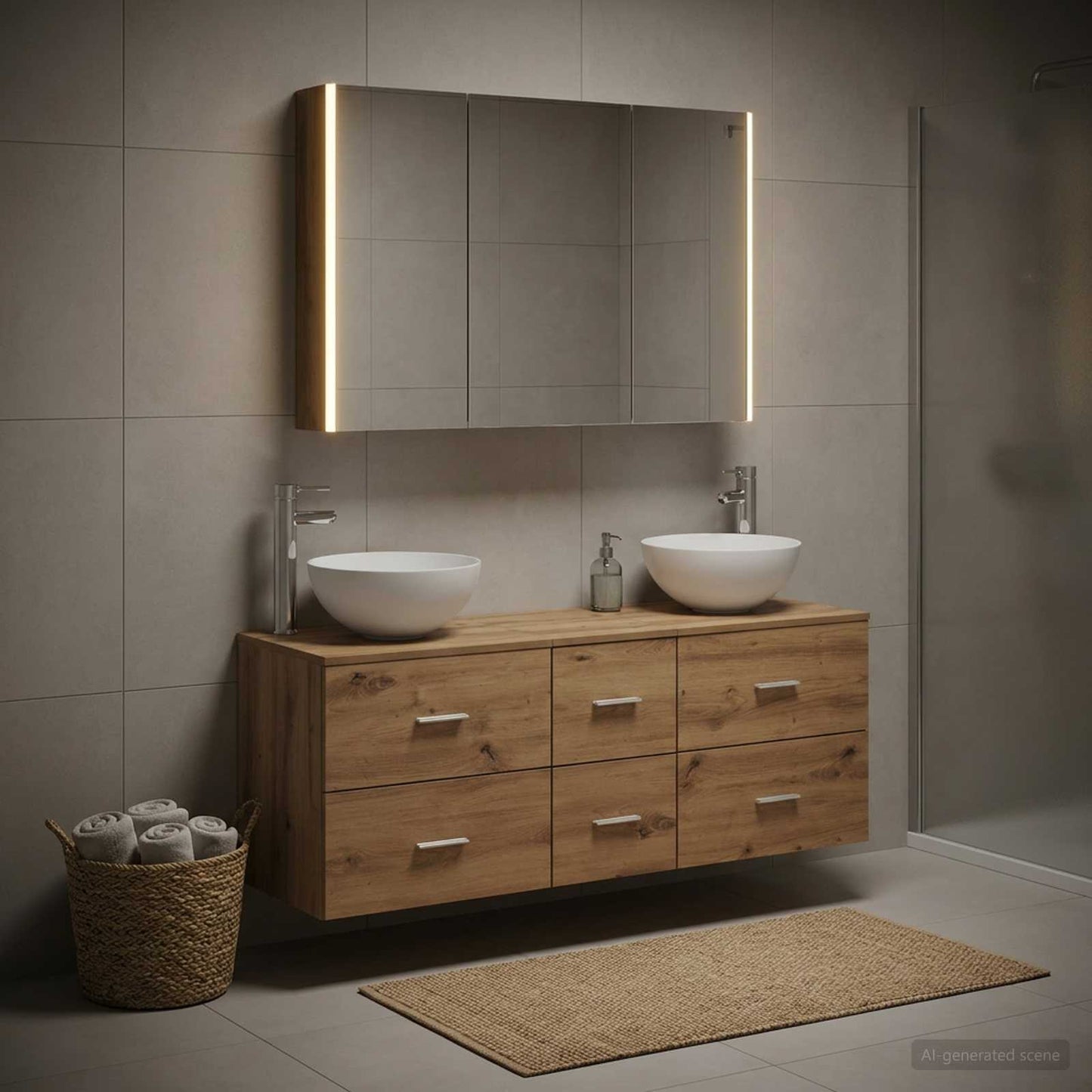 vidaXL Bathroom Furniture Set 4 pcs Artisan Oak 1