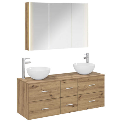 vidaXL Bathroom Furniture Set 4 pcs Artisan Oak 2