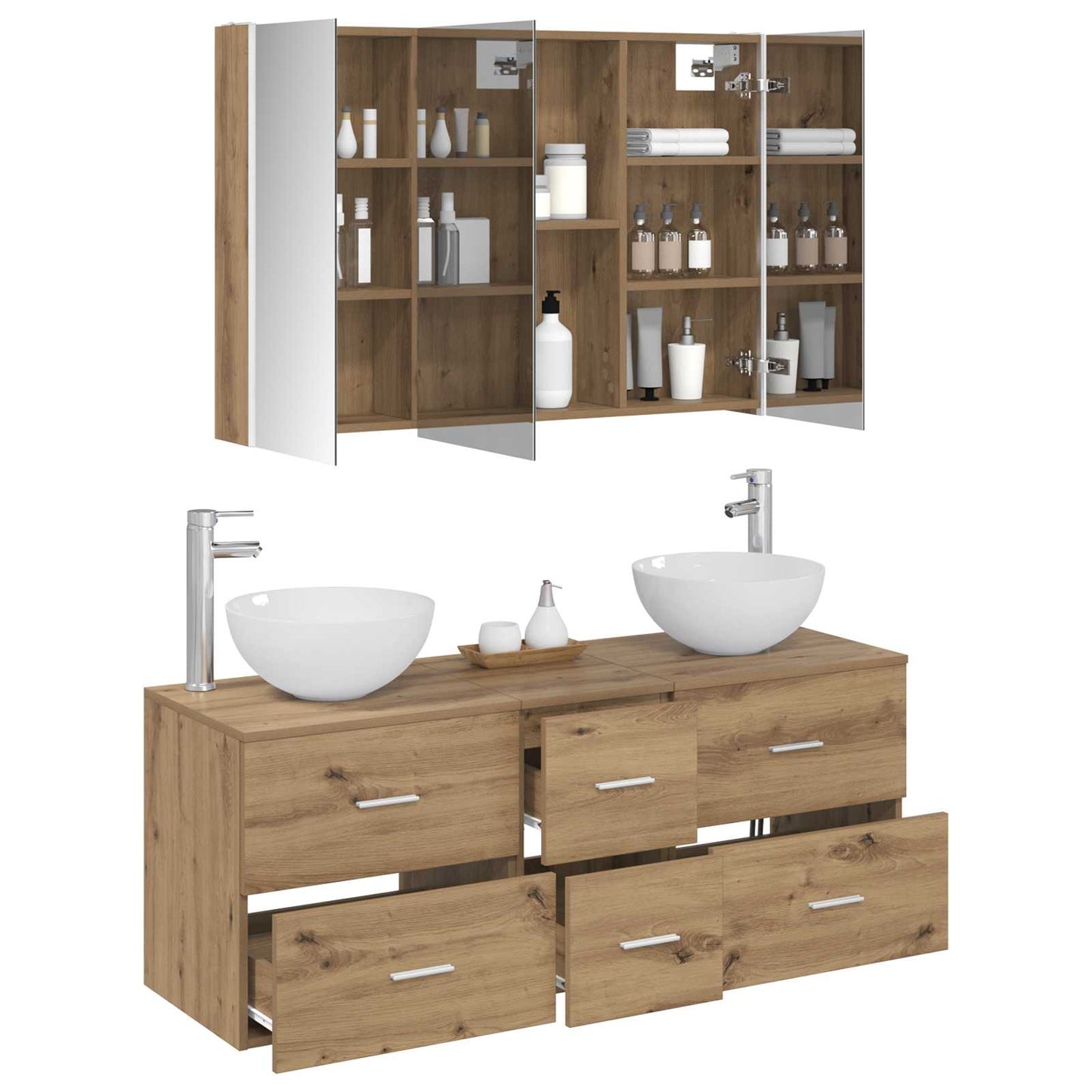 vidaXL Bathroom Furniture Set 4 pcs Artisan Oak 3