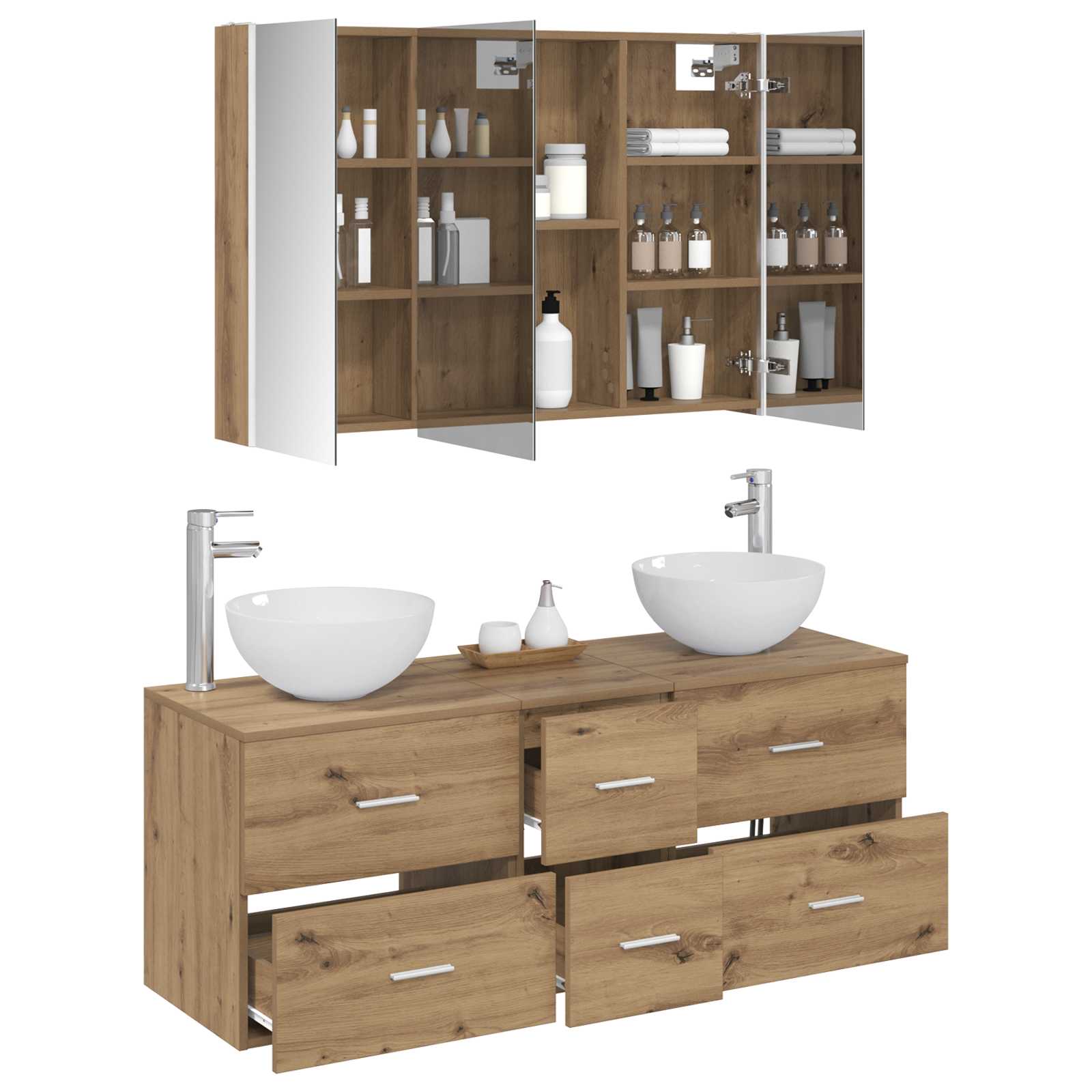 vidaXL Bathroom Furniture Set 4 pcs Artisan Oak 3