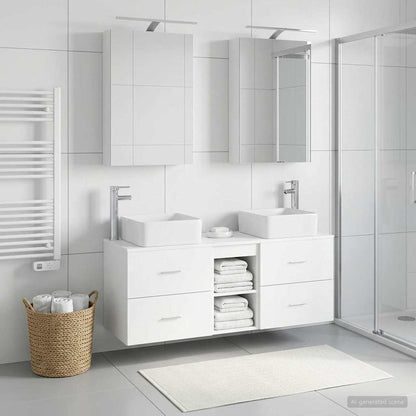 vidaXL Bathroom Furniture Set 5 pcs White Engineered Wood and Glass 1