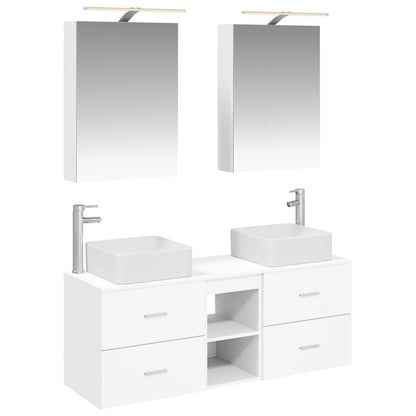 vidaXL Bathroom Furniture Set 5 pcs White Engineered Wood and Glass 2