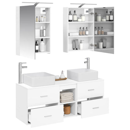 vidaXL Bathroom Furniture Set 5 pcs White Engineered Wood and Glass 3
