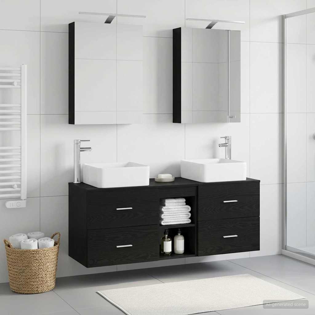 vidaXL Bathroom Furniture Set 5 pcs Black Oak 1