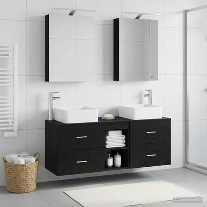 vidaXL Bathroom Furniture Set 5 pcs Black Oak 1