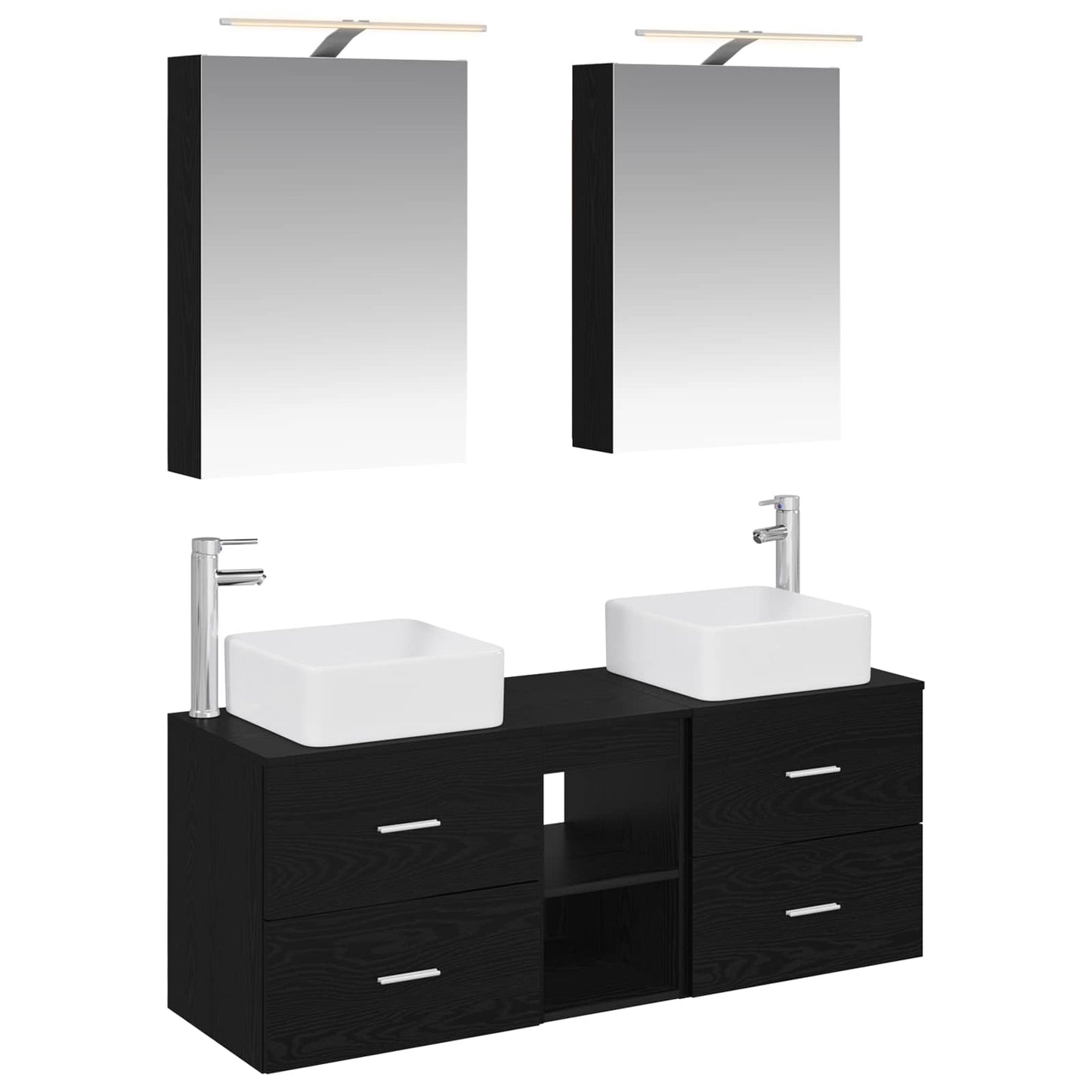 vidaXL Bathroom Furniture Set 5 pcs Black Oak 2