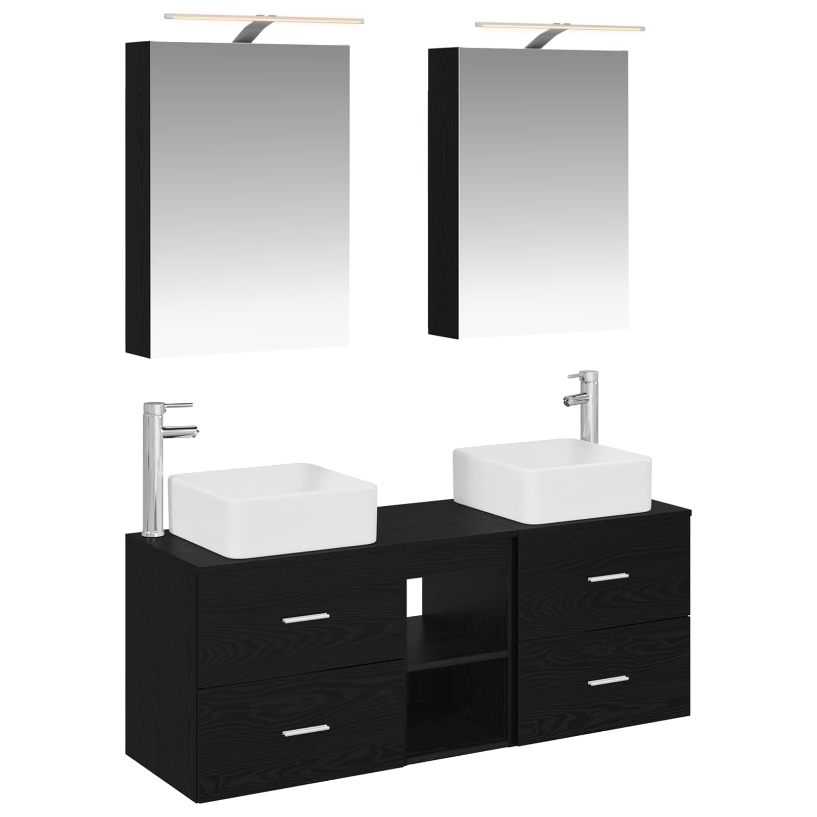 vidaXL Bathroom Furniture Set 5 pcs Black Oak 2