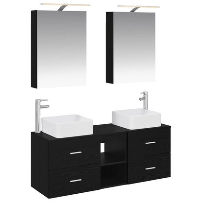 vidaXL Bathroom Furniture Set 5 pcs Black Oak 2