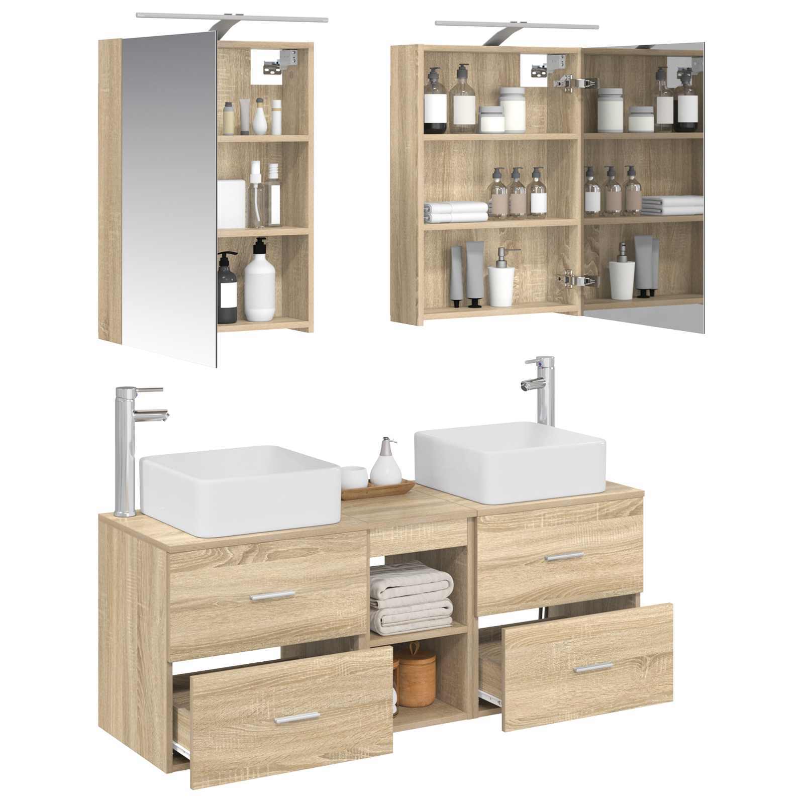 vidaXL Bathroom Furniture Set 5 pcs Sonoma Oak 3