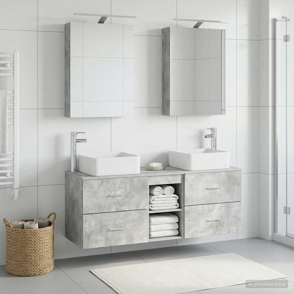 vidaXL Bathroom Furniture Set 5 pcs Concrete Grey 4