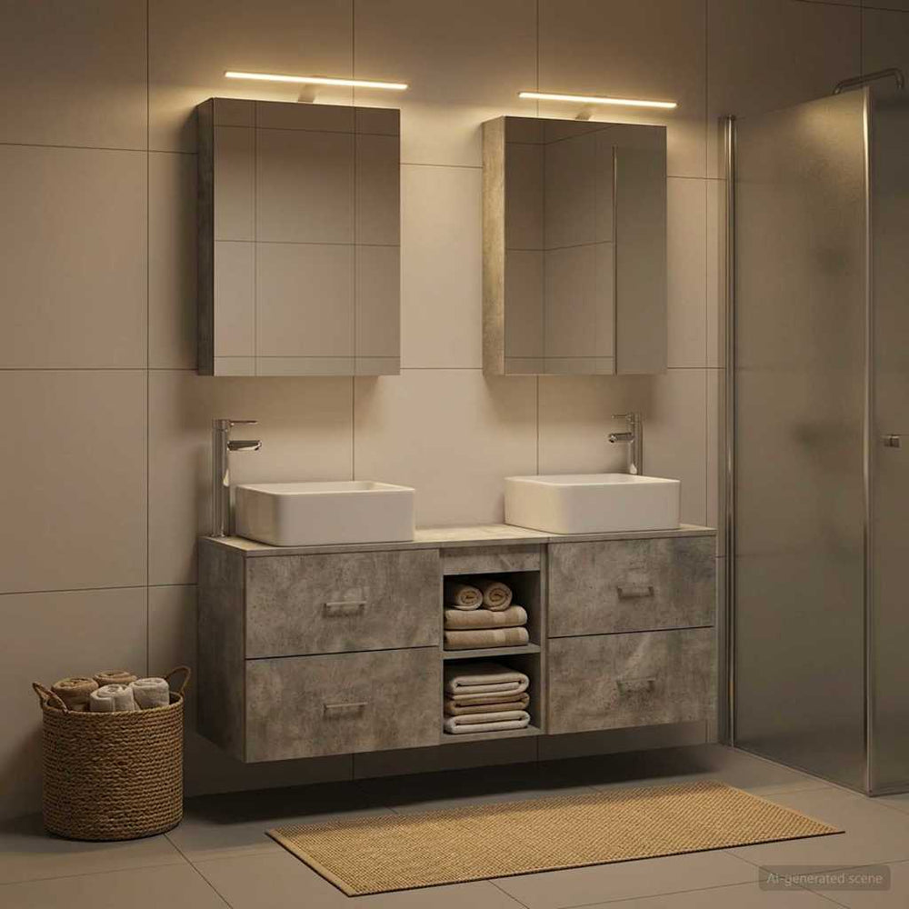 vidaXL Bathroom Furniture Set 5 pcs Concrete Grey