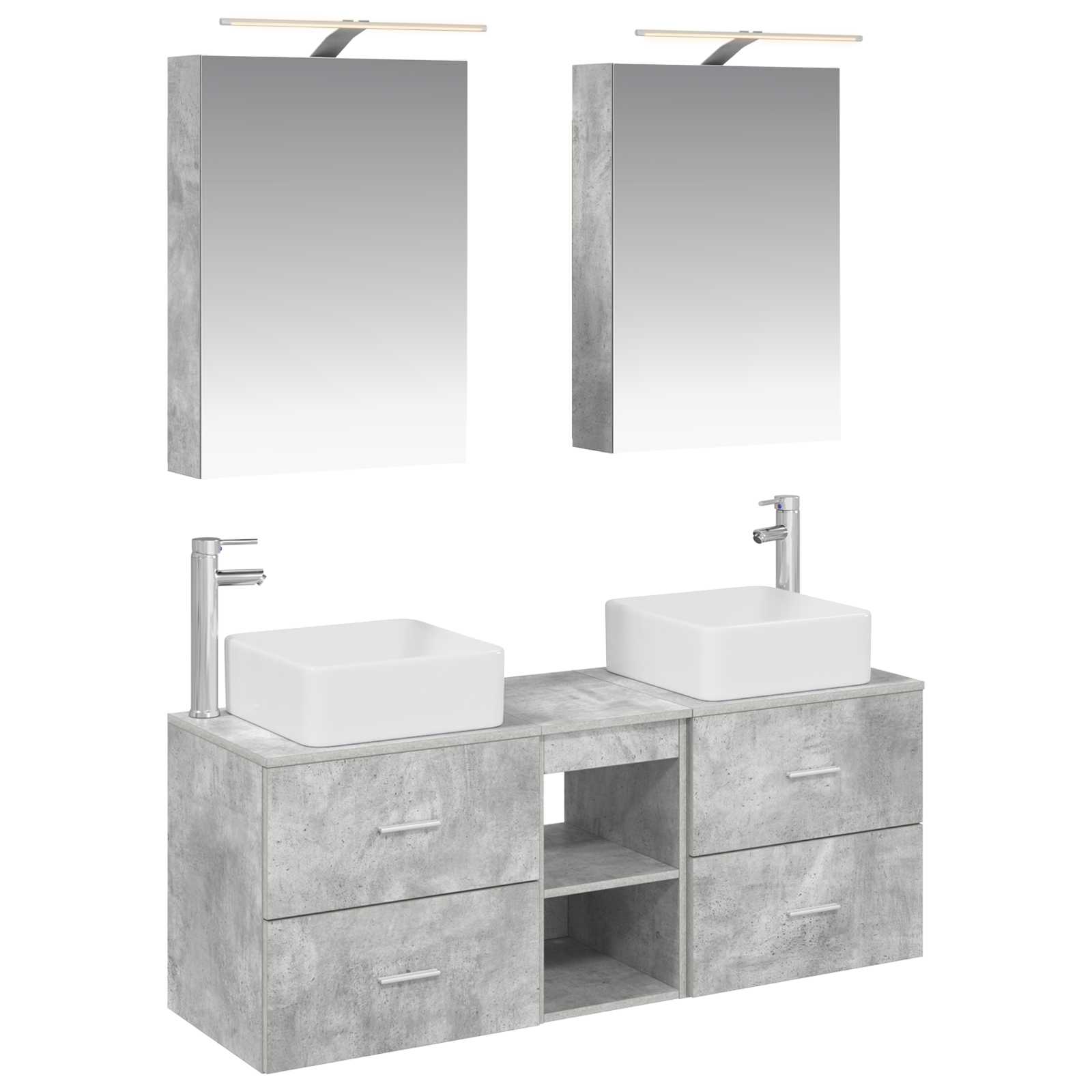 vidaXL Bathroom Furniture Set 5 pcs Concrete Grey 2