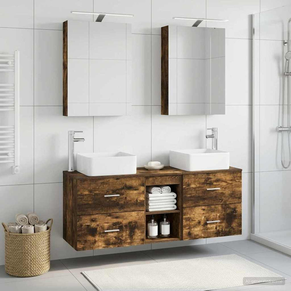 vidaXL Bathroom Furniture Set 5 pcs Smoked Oak