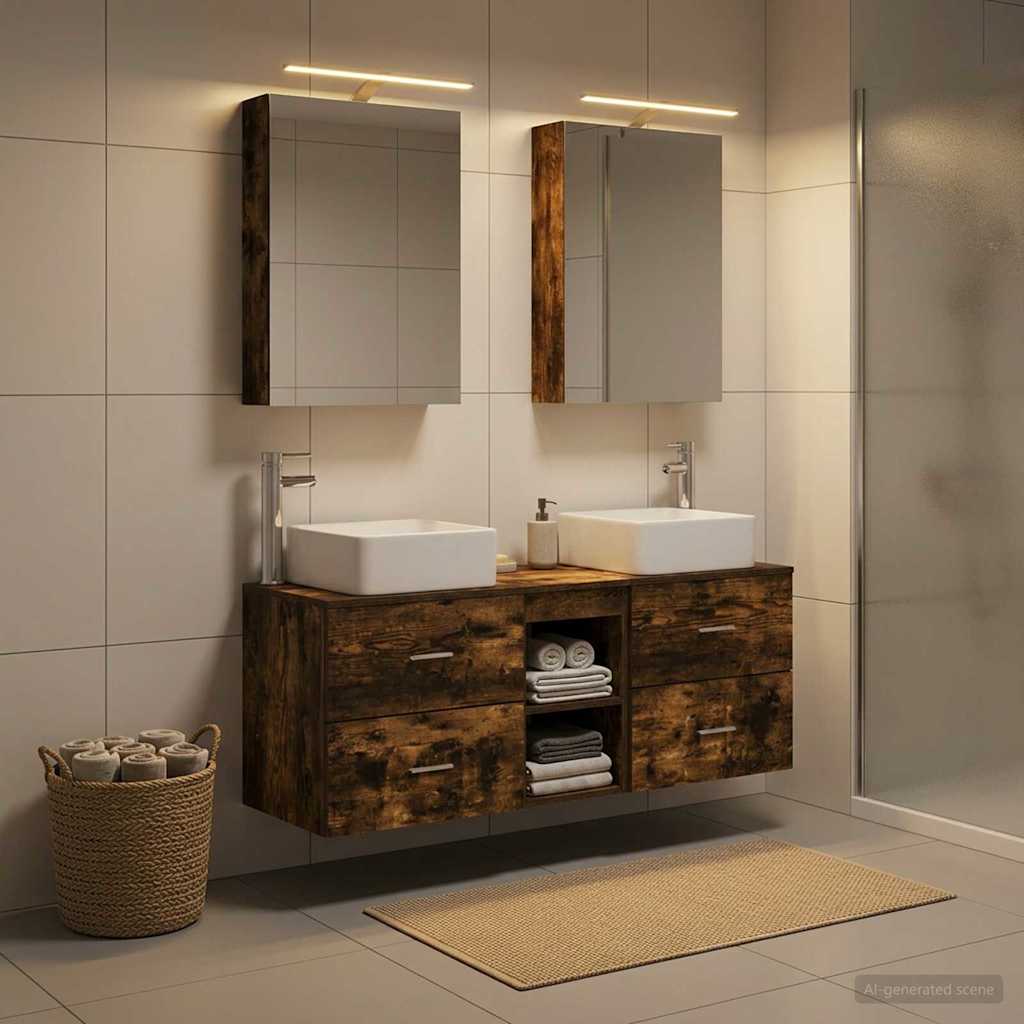 vidaXL Bathroom Furniture Set 5 pcs Smoked Oak 4