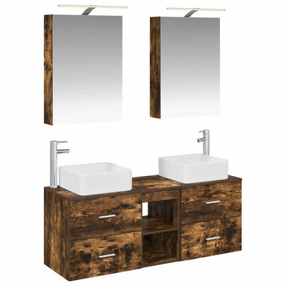 vidaXL Bathroom Furniture Set 5 pcs Smoked Oak 2