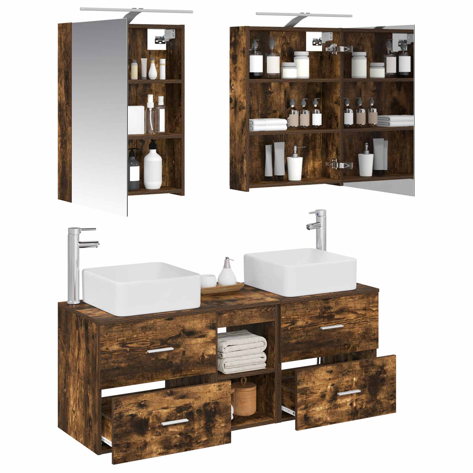 vidaXL Bathroom Furniture Set 5 pcs Smoked Oak 3