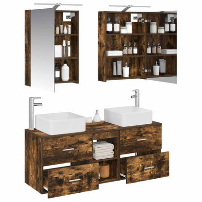 vidaXL Bathroom Furniture Set 5 pcs Smoked Oak 3
