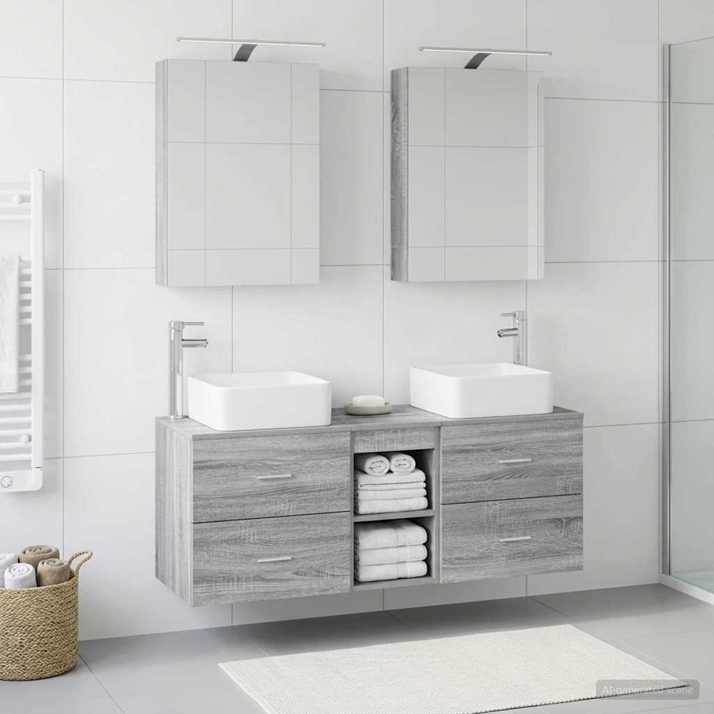 vidaXL Bathroom Furniture Set 5 pcs Grey Sonoma 1