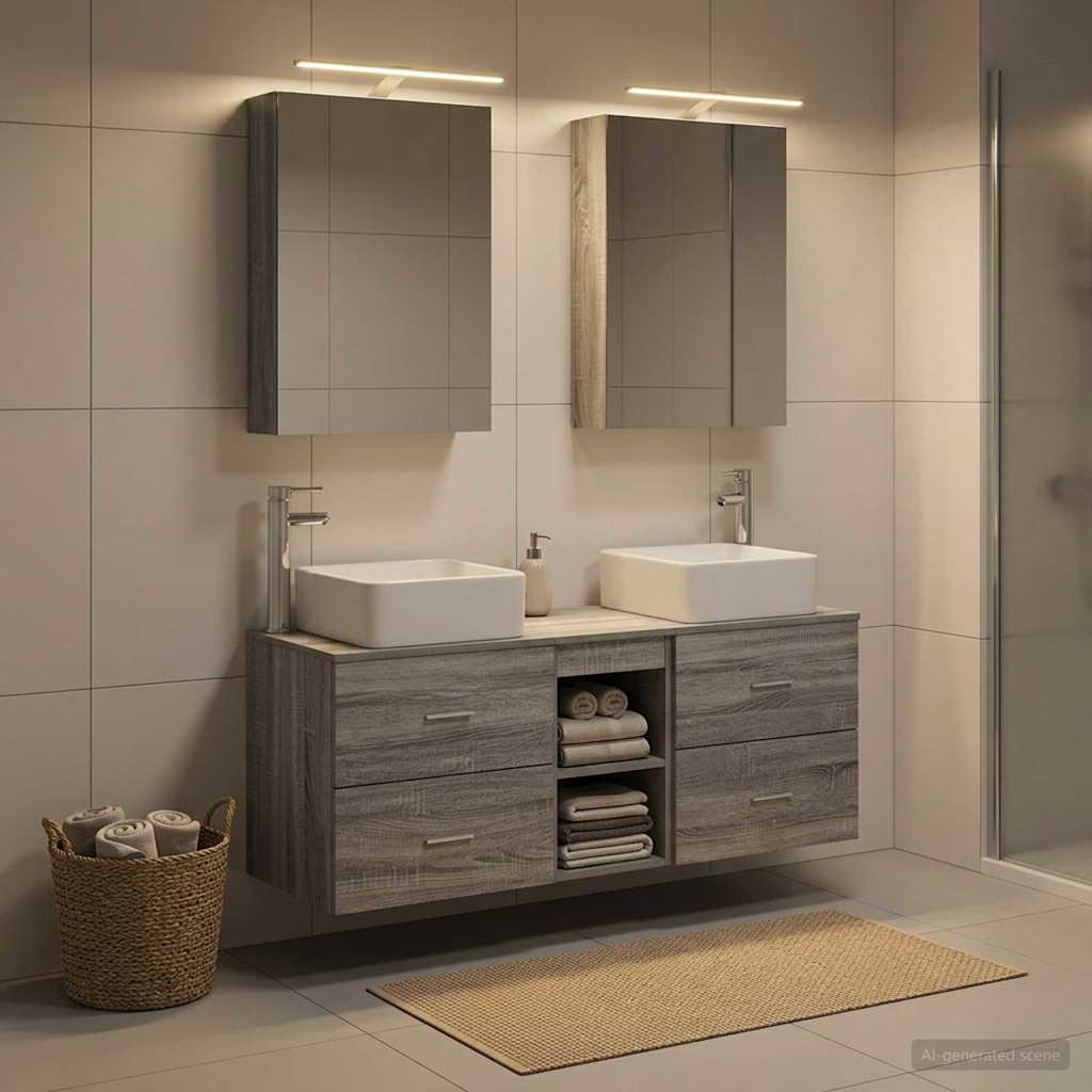 vidaXL Bathroom Furniture Set 5 pcs Grey Sonoma 4