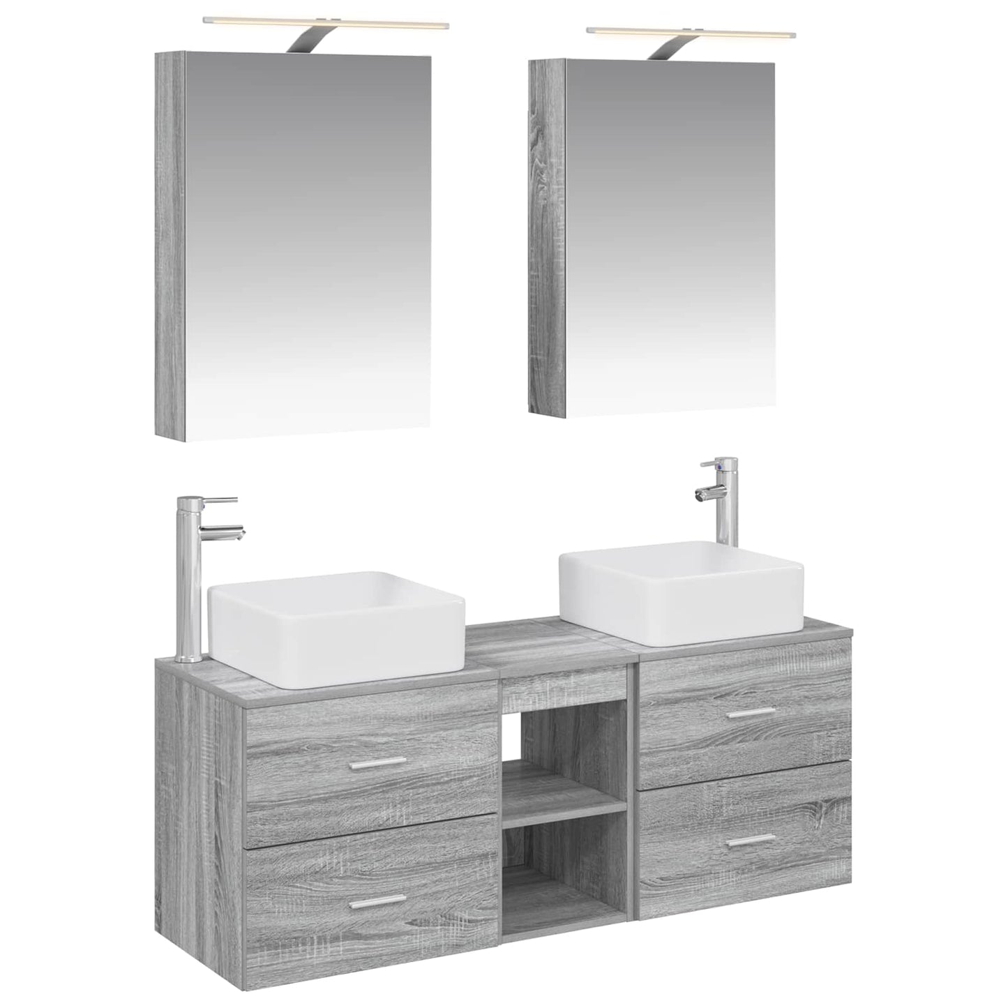 vidaXL Bathroom Furniture Set 5 pcs Grey Sonoma 2