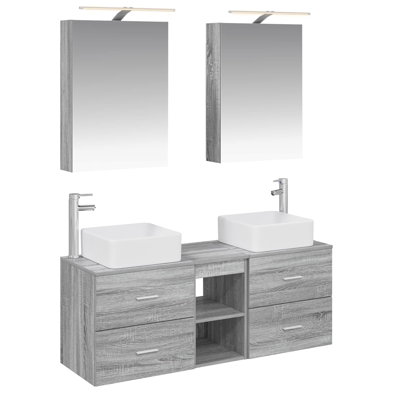 vidaXL Bathroom Furniture Set 5 pcs Grey Sonoma 2