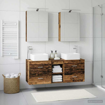 vidaXL Bathroom Furniture Set 5 pcs Old Wood Engineered Wood and Glass 1