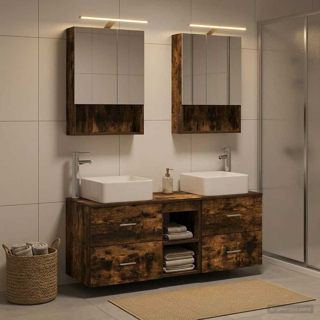 vidaXL Bathroom Furniture Set 5 pcs Smoked Oak 1