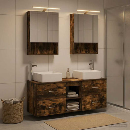 vidaXL Bathroom Furniture Set 5 pcs Smoked Oak 1