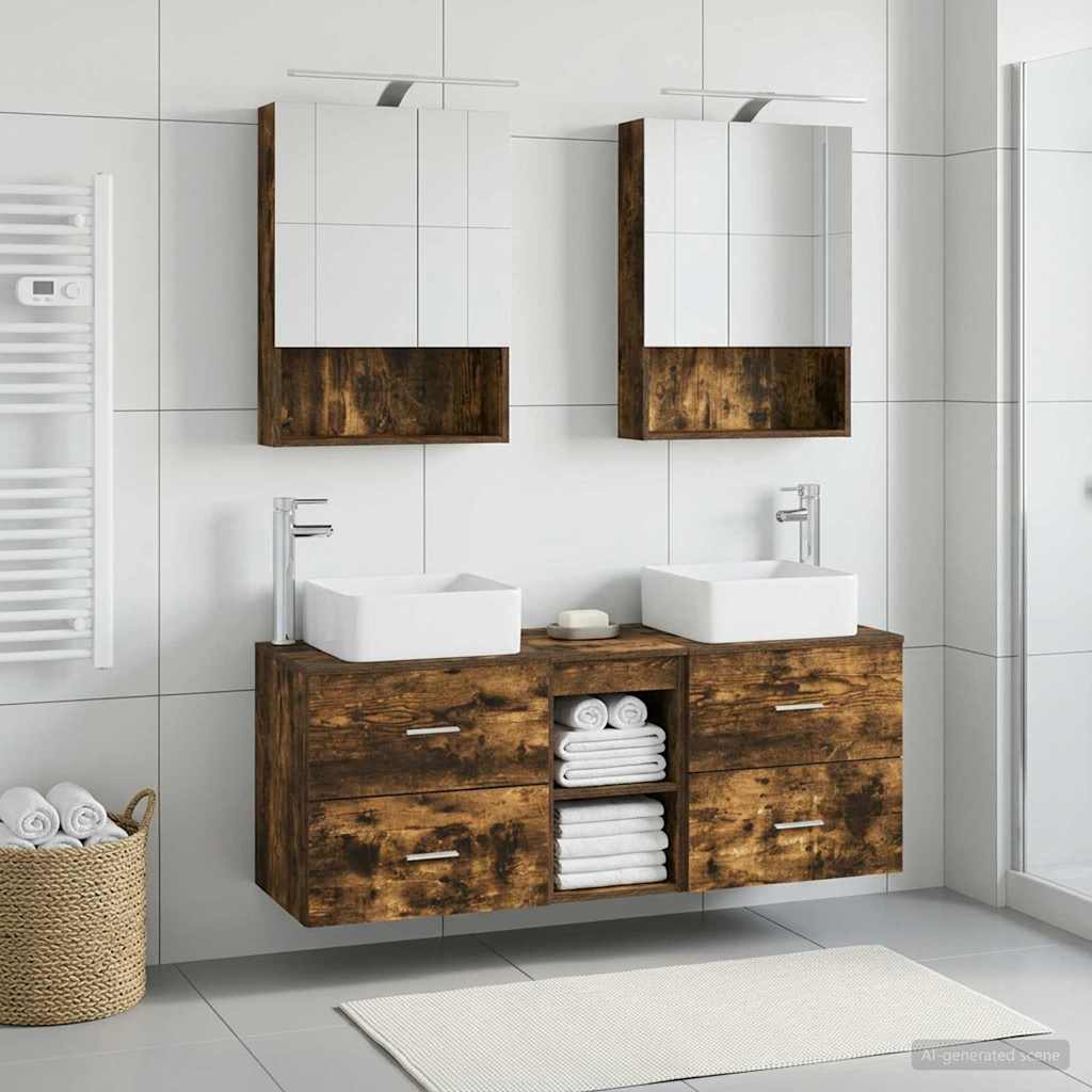 vidaXL Bathroom Furniture Set 5 pcs Smoked Oak 4