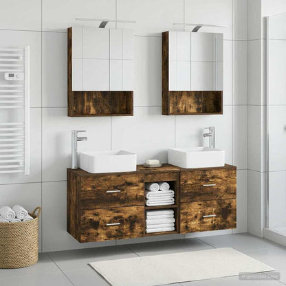 vidaXL Bathroom Furniture Set 5 pcs Smoked Oak 4