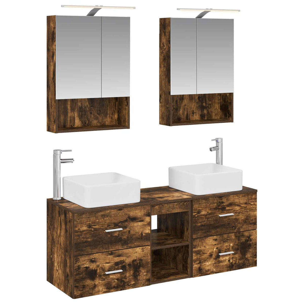 vidaXL Bathroom Furniture Set 5 pcs Smoked Oak 2
